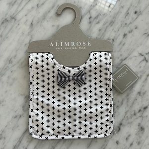 New Alimrose White with Black Plus Signs Baby Boy Lined Bib